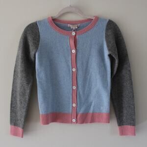 NWT Bonpoint Girls Wool Long Sleeve Button Front Color Block Cardigan Sweater 12